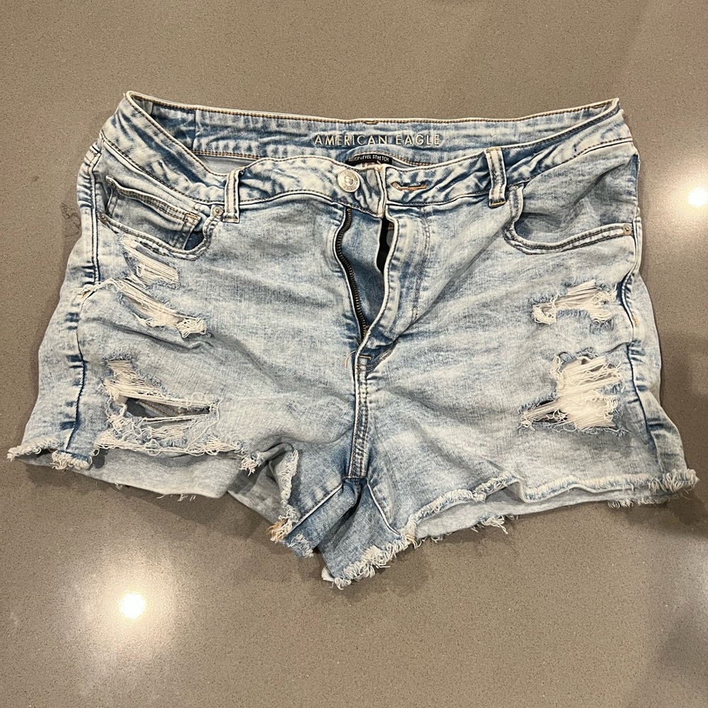 AEO High Waisted Light Wash Jean Shorts